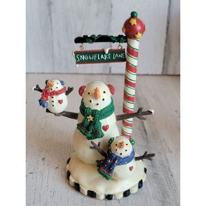 Snowflake Lane North Pole snowman family kid figuring Xmas heart scarf
